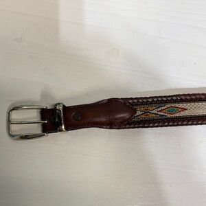 Brown Leather Belt with Patterned Design